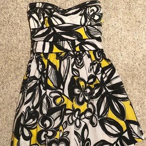 Black, yellow, and white floral dress